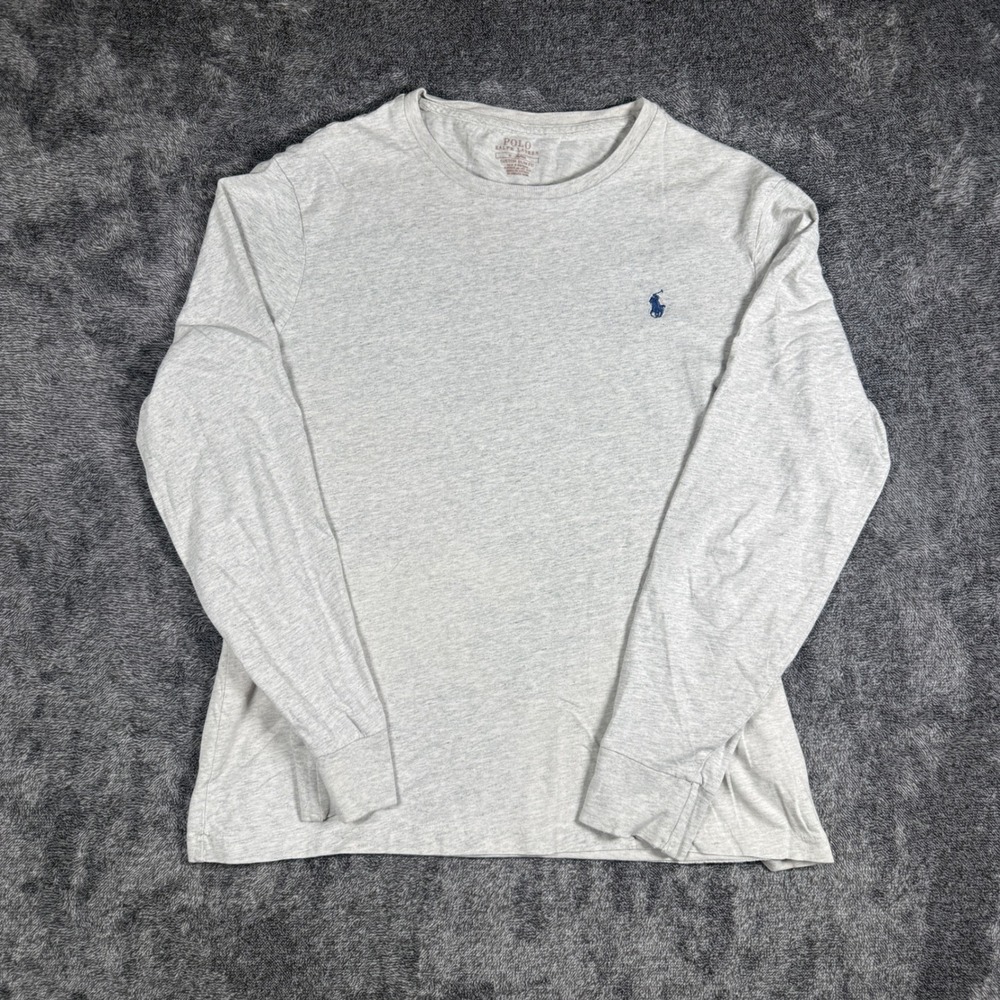 Polo Ralph Lauren Mens Custom Slim Fit Long Sleeve T-Shirt Gray Heather Medium